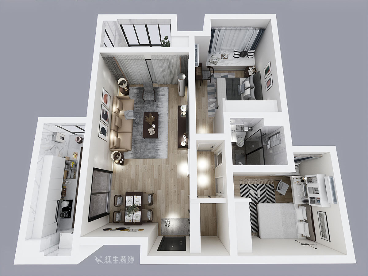 魏明花_凤凰熙岸一期5-1-402-99㎡-现代风格_2室2厅2卫（二手房重新装修-）_定制家￥150550_全包15